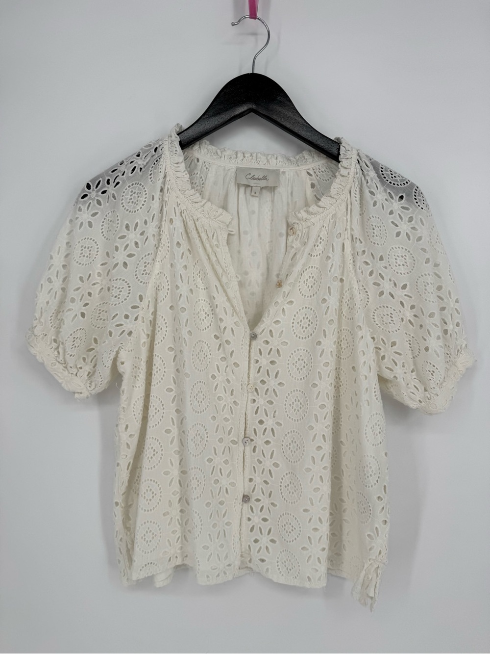 Cleobella Kate Blouse Small White Eyelet Puff Sleeve - Picture 3 of 10